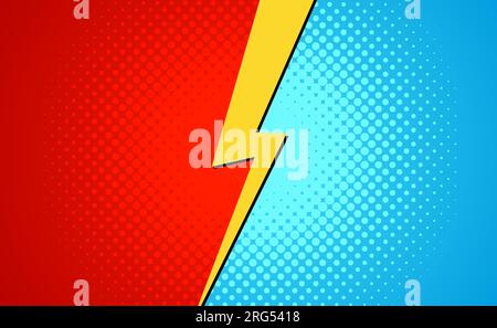 Gegen Superhelden Fight Comic Pop Art Retro Battle Design Hintergrund. Cartoon versus Halbtonbanner Stock Vektor