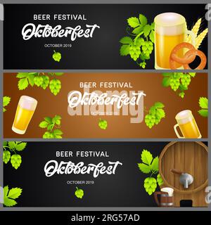 Sammlung von Bannern für das Oktoberfest-Bierfestival Stock Vektor