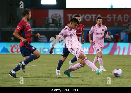 Frisco, Usa. 06. Aug. 2023. 6. August 2023, Frisco, Texas, USA: Miami Diego Gomez in Aktion während des Spiels des Leagues Cup zwischen dem FC Dallas und Inter Miami, gespielt am Sonntag, den 6. August 2023 im Toyota Stadium in Frisco, Texas, USA (Foto von Javier Vicencio/Eyepix Group). Guthaben: Eyepix Group/Alamy Live News Stockfoto