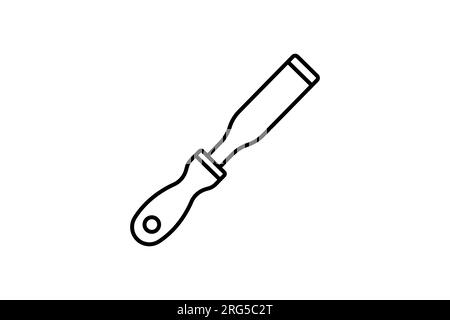Meißel-Symbol. Symbol für Holzbearbeitung, Formgebung, Basteln, Anwendungen, Benutzeroberflächen. Stil des Liniensymbols. Einfache Vektorkonstruktion editierbar Stock Vektor