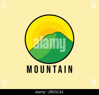 Mountain Logo, Mountain Logo und Sonnenschein kreisförmig. Stock Vektor