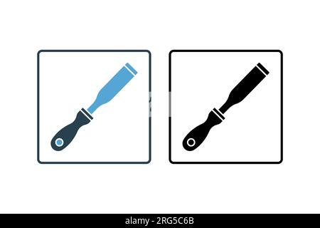 Meißel-Symbol. Symbol für Holzbearbeitung, Formgebung, Basteln, Anwendungen, Benutzeroberflächen. Solider Symbolstil. Einfache Vektorkonstruktion editierbar Stock Vektor