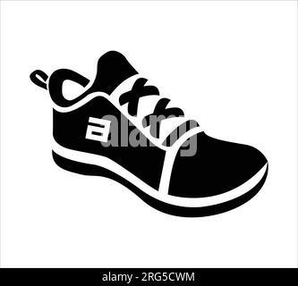 Hochwertige schwarze Silhouetten-, Sneaker- oder Logo-Vektordarstellung für isolierte Zeichen. Stock Vektor
