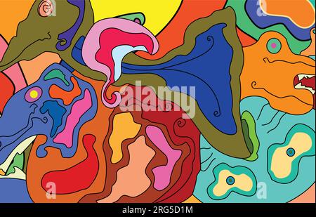 Farbenfroher abstrakter Hintergrund. Abstrakte Tierkritzeltapete. vektor, Abbildung, Banner, Drucken, Poster, usw. Stock Vektor