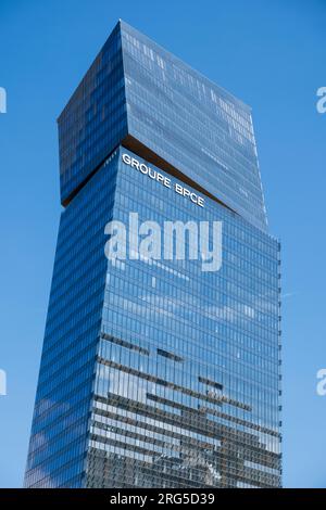 Außenansicht der Türme, in denen sich der Hauptsitz der französischen Bankengruppe BPCE befindet Stockfoto