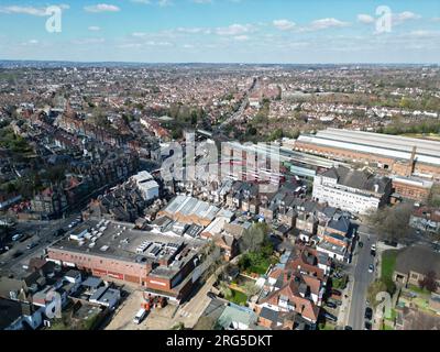 Golders Green London Busdepot UK Drohne Luftaufnahme Stockfoto