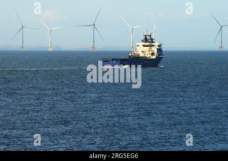 Aberdeen Offshore Wind Farm, eine der leistungsstärksten schwimmenden Windturbinen der Welt Stockfoto