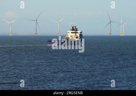 Aberdeen Offshore Wind Farm, eine der leistungsstärksten schwimmenden Windturbinen der Welt Stockfoto