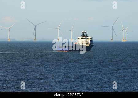 Aberdeen Offshore Wind Farm, eine der leistungsstärksten schwimmenden Windturbinen der Welt Stockfoto