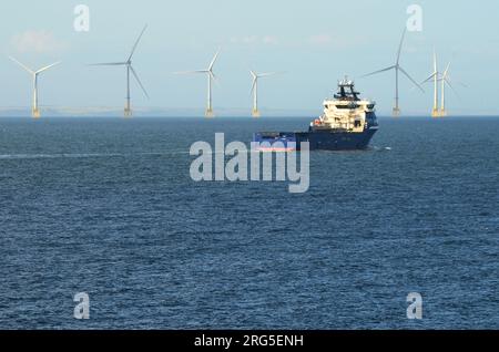 Aberdeen Offshore Wind Farm, eine der leistungsstärksten schwimmenden Windturbinen der Welt Stockfoto