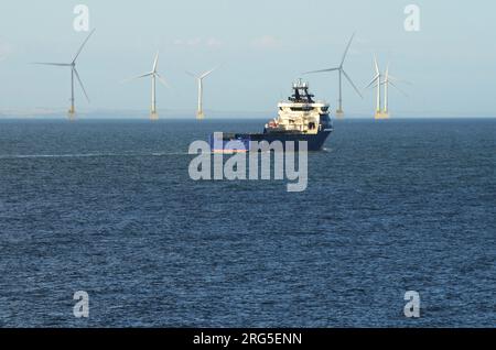 Aberdeen Offshore Wind Farm, eine der leistungsstärksten schwimmenden Windturbinen der Welt Stockfoto