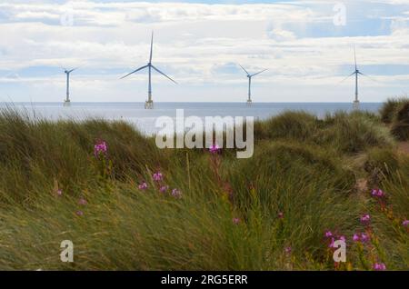 Aberdeen Offshore Wind Farm, eine der leistungsstärksten schwimmenden Windturbinen der Welt Stockfoto