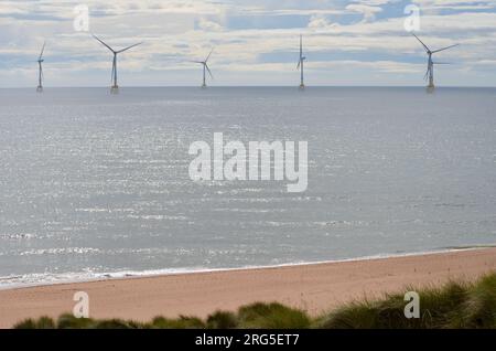 Aberdeen Offshore Wind Farm, eine der leistungsstärksten schwimmenden Windturbinen der Welt Stockfoto