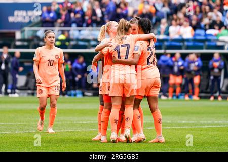 Sydney, Australien, August 6. 2023: Spieler der Niederlande feiern ein Tor während des Fußballspiels der FIFA Womens World Cup 16 zwischen den Niederlanden und Südafrika im Sydney Football Stadium in Sydney, Australien. (Daniela Porcelli/SPP) Stockfoto