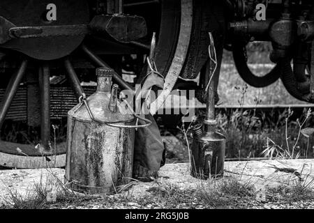 Historische Dampfeisenbahn in der Landschaft von Siena, Toskana, Italien, Europa Stockfoto