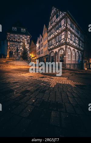 Schöne Fachwerkhäuser in Deutschland. Historisches Stadtzentrum. Wertvolle Arzitektonik beherbergt Wetzlar Stockfoto