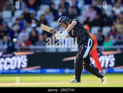 Manchester, Großbritannien. 07. Aug. 2023. Phil Salt Batting für Manchester Originals während des Spiels Manchester Originals vs Birmingham Phoenix in Old Trafford, Manchester, Großbritannien, 7. August 2023 (Foto von Conor Molloy/News Images) in Manchester, Großbritannien, am 8./7. August 2023. (Foto: Conor Molloy/News Images/Sipa USA) Guthaben: SIPA USA/Alamy Live News Stockfoto