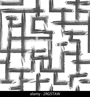 Abstrakter nahtloser Hintergrund aus schwarzen Pinselstrichen. Vektordarstellung für Textilien, Tapeten und kreatives Design Stock Vektor