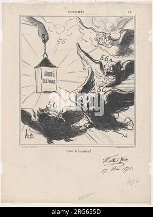 Achten Sie auf das Licht!, aus "News of the Day", veröffentlicht in Le Charivari, 5. April 1870 5 April 1870 von Honoré Daumier Stockfoto