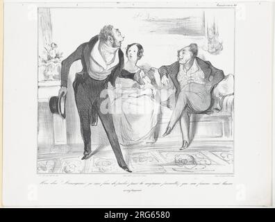 Platte 40: Mein Gott! Monseigneur, ich muss aufs Land, erlauben Sie mir, meine Frau zu verlassen, um Ihnen Gesellschaft zu leisten, aus "Caricaturana", veröffentlicht in Les Robert Macaires 1838 von Honoré Daumier Stockfoto