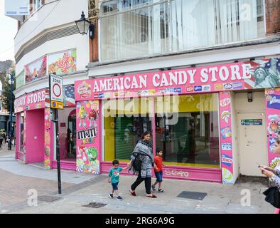 American Candy Store, Clarence Street, Kingston Upon Thames, Kingston, Surrey, KT1, England, Großbritannien Stockfoto