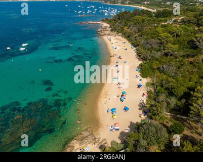 FRANKREICH. CORSE DU SUD (2A) GOLF VON AJACCIO, LUFTAUFNAHME DER ISOLELLA-HALBINSEL Stockfoto