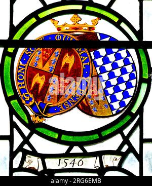 Stanhoe, Norfolk, Arms of Edward Seymour, Herzog von Somerset, Graf von Hertford, Lord Protector unter der Herrschaft seines Neffen König Edward 6., Bruder der Königin Stockfoto