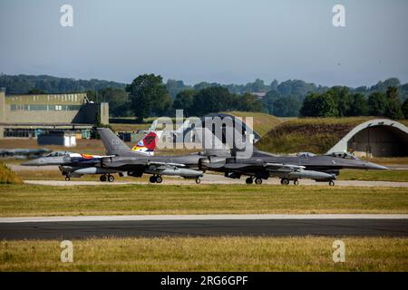 Colorado Air National Guard F-16C Jets während der Übung Air Defender 2023 in Jagel, Deutschland. Stockfoto