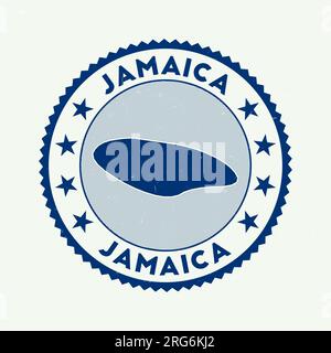 Jamaika Emblem. Country Round Stempel mit der Form von Jamaika, Isolinien und rundem Text. Attraktives Abzeichen. Wunderschöne Vektorillustration. Stock Vektor