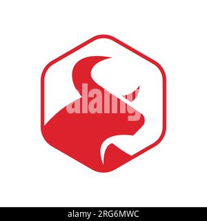 Bull-Symbol und Logo-Vorlage in abstrakter Polygonform für Handel, Unternehmen, Kryptowährung, Unternehmensberater, Lebensmittel, Bauernhof und Viehzuchtgeschäft Stock Vektor