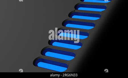Ein Hintergrund eines eleganten und modernen 3D-Rendering-Bildes in Blau und Schwarz mit einem Sci-Fi-Bedienfeld. Hochwertiges Foto Stockfoto