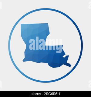 Louisiana-Symbol. Polygonale Karte des US-Bundesstaates im Gradientenring. Rundes, flaches Poly-Louisiana-Schild. Vektorabbildung. Stock Vektor