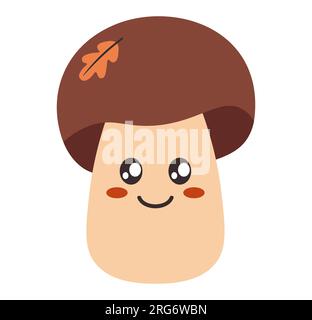 Lustiger Pilzboletus Mit Gesicht. Flache Vektordarstellung Stock Vektor