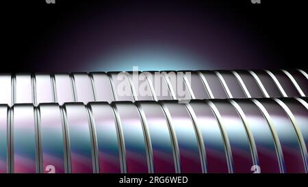 Eleganter und moderner 3D-Rendering-Bildhintergrund von überlappenden Metallplatten in einem Rainbowhigh Resolution 3D-Rendering-Bild Stockfoto