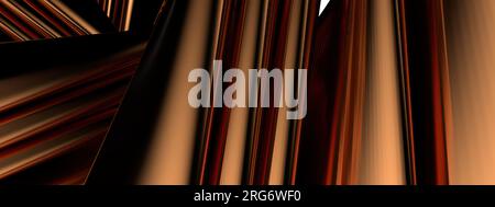 Gefalteter Schleier aus Platten Bronze Metallic elegant und modern 3D-Rendering-Bild Hintergrund hochauflösendes 3D-Rendering-Bild Stockfoto