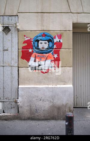 Planet B Street Art im Viertel Le Panier in Marseille, Frankreich Stockfoto