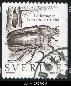 SCHWEDEN - CA. 1985: Von Schweden gedruckter Stempel, zeigt den Käfer, ca. 1985 Stockfoto