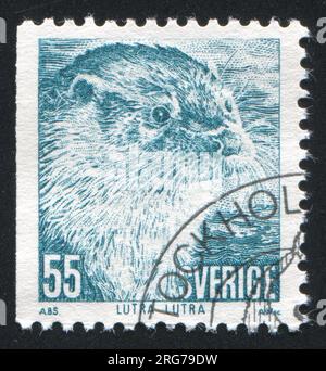 SCHWEDEN - CIRCA 1973: Von Schweden gedruckter Stempel zeigt Otter, circa 1973 Stockfoto