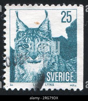 SCHWEDEN - CIRCA 1973: Von Schweden gedruckter Stempel, aus dem Lynx, circa 1973, hervorgeht Stockfoto