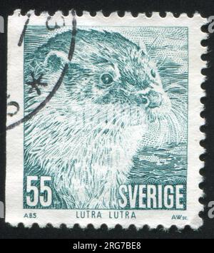 SCHWEDEN - CIRCA 1973: Von Schweden gedruckter Stempel zeigt Otter, circa 1973 Stockfoto