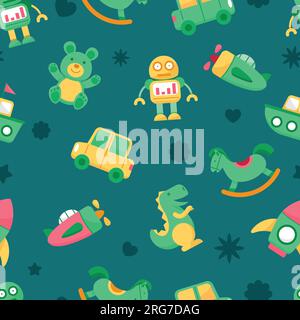 Niedliche Vektorspielzeuge für Babys mit nahtlosem Muster. Stock Vektor
