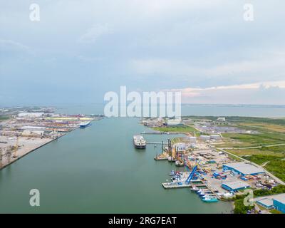 Port Og Galveston Texas USA aus der Vogelperspektive Stockfoto