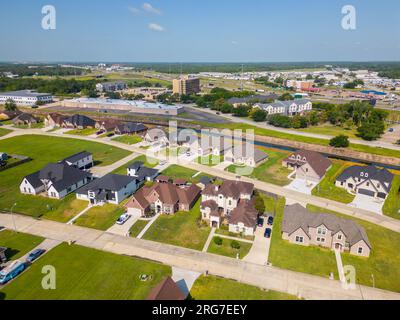 Wohnhäuser mit Luftaufnahmen in Beaumont, Texas Stockfoto