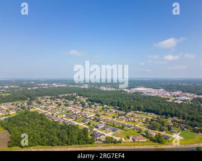 Wohnhäuser mit Luftaufnahmen in Beaumont, Texas Stockfoto