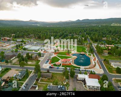 Luftdrohnen-Fotostadt Woodland Park Colorado Stockfoto