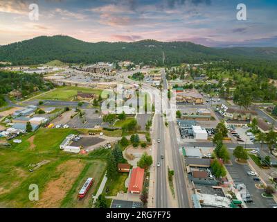 Luftdrohnen-Fotostadt Woodland Park Colorado Stockfoto