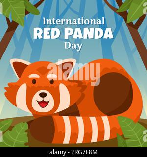 Feiern wir den internationalen Red Panda Day am 17. September. Stock Vektor