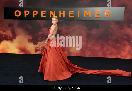 13. Juli 2023 - London, England, Großbritannien - Florence Pugh nimmt an der Oppenheimer UK Premiere, Odeon Luxe, Leicester Square Teil Stockfoto