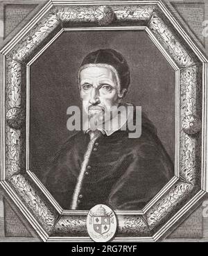 Papst Clement IX., geboren Giulio Rospigliosi, 1600-1669. Nach einer Gravur von Gerard Edelinck. Stockfoto