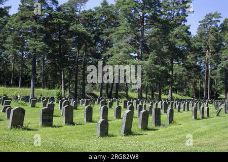 "Skogskyrkogarden" Stockholm, Schweden. 10. Juli 2017. Erbaut von den Architekten Erik Gunnar Asplund und Sigurd Lewerentz, nachdem sie 191 einen Wettbewerb gewonnen hatten Stockfoto